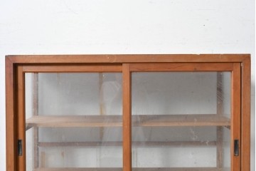和製アンティーク　四面ガラス　素朴な木枠のショーケース　(R-089060)