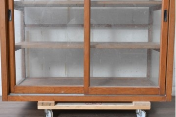 和製アンティーク　四面ガラス　素朴な木枠のショーケース　(R-089060)