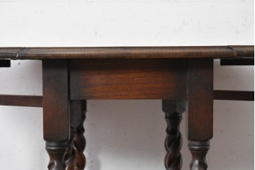 イギリスアンティーク　オーク材　ツイストレッグが上品なゲートレッグテーブル　(R-089061)