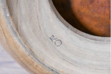 【簡易リペア限定品】　和製アンティーク　昭和初期から昭和中期　木目が印象的なくり抜き桐火鉢2点セット　(R-089064)