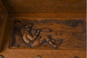 オランダヴィンテージ　オーク材　彫刻が見事なウォールフック　(R-089095)