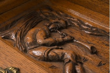 オランダヴィンテージ　オーク材　彫刻が見事なウォールフック　(R-089095)