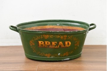 イギリスヴィンテージ　著名ペイント工房作品　「BREAD」のロゴが目を引くブリキバケツ　(R-089104)