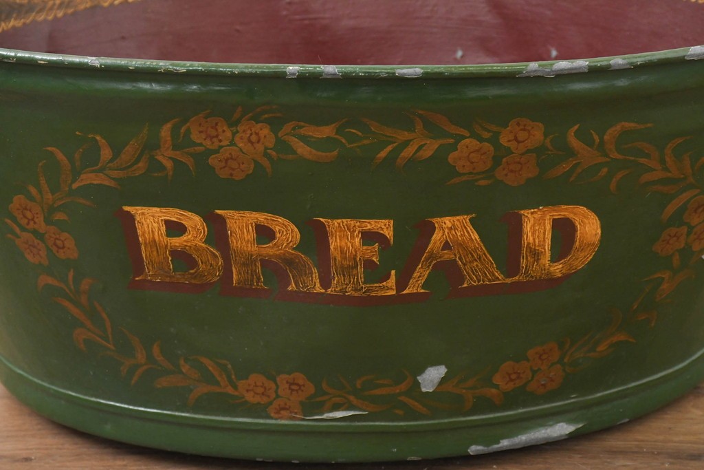 イギリスヴィンテージ　著名ペイント工房作品　「BREAD」のロゴが目を引くブリキバケツ　(R-089104)