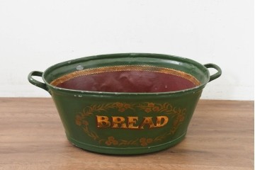 イギリスヴィンテージ　著名ペイント工房作品　「BREAD」のロゴが目を引くブリキバケツ　(R-089104)