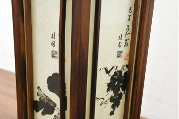 中古　韓国製　六角形屋根　楼閣風　伝統建築デザインの置き型照明　(R-089110)