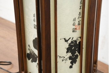中古　韓国製　六角形屋根　楼閣風　伝統建築デザインの置き型照明　(R-089112)