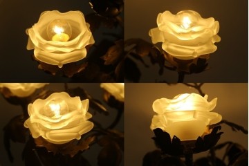 ヨーロッパヴィンテージ　1960年頃　真鍮製　生花を生けたようなフラワーデザインのテーブルライト　(R-089115)