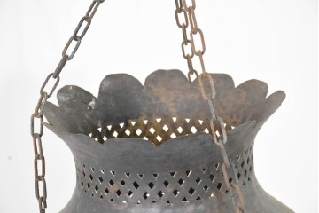 《引っ掛けシーリング式ペンダントライト加工費込み》　ヴィンテージ照明　モロッコ　真鍮　透かし模様と装飾が異国情緒を演出する吊り下げ照明　(R-089124)