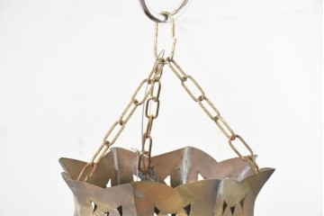 《引っ掛けシーリング式ペンダントライト加工費込み》　ヴィンテージ照明　モロッコ　真鍮　異国情緒あふれる吊り下げ照明　(R-089126)