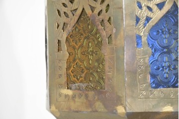 《引っ掛けシーリング式ペンダントライト加工費込み》　ヴィンテージ照明　モロッコ　真鍮　異国情緒あふれる吊り下げ照明　(R-089126)