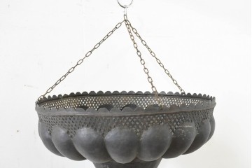 《引っ掛けシーリング式ペンダントライト加工費込み》　ヴィンテージ照明　モロッコ　真鍮　器のように広がるフォルムと透かし模様がオリエンタルなペンダントライト　(R-089130)