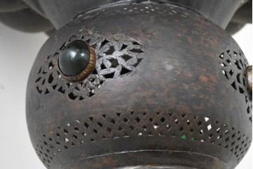 《引っ掛けシーリング式ペンダントライト加工費込み》　ヴィンテージ照明　モロッコ　真鍮　器のように広がるフォルムと透かし模様がオリエンタルなペンダントライト　(R-089130)