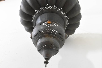 《引っ掛けシーリング式ペンダントライト加工費込み》　ヴィンテージ照明　モロッコ　真鍮　器のように広がるフォルムと透かし模様がオリエンタルなペンダントライト　(R-089130)