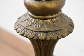 《スタンドライト加工費込み》　イギリスアンティーク　真鍮製　ハンドペイントの花柄が華やかなスタンドライト　(R-089134)
