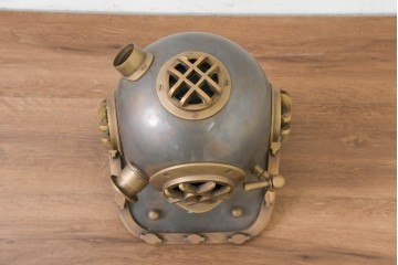 ヴィンテージ　1990年頃　真鍮　古い潜水ヘルメット型オブジェ　※ディスプレイ用　(R-089139)