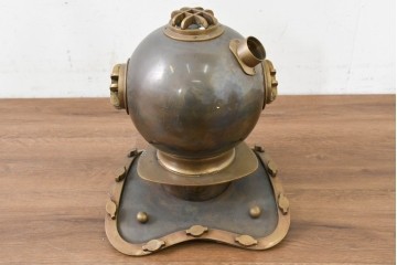 ヴィンテージ　1990年頃　真鍮　古い潜水ヘルメット型オブジェ　※ディスプレイ用　(R-089139)