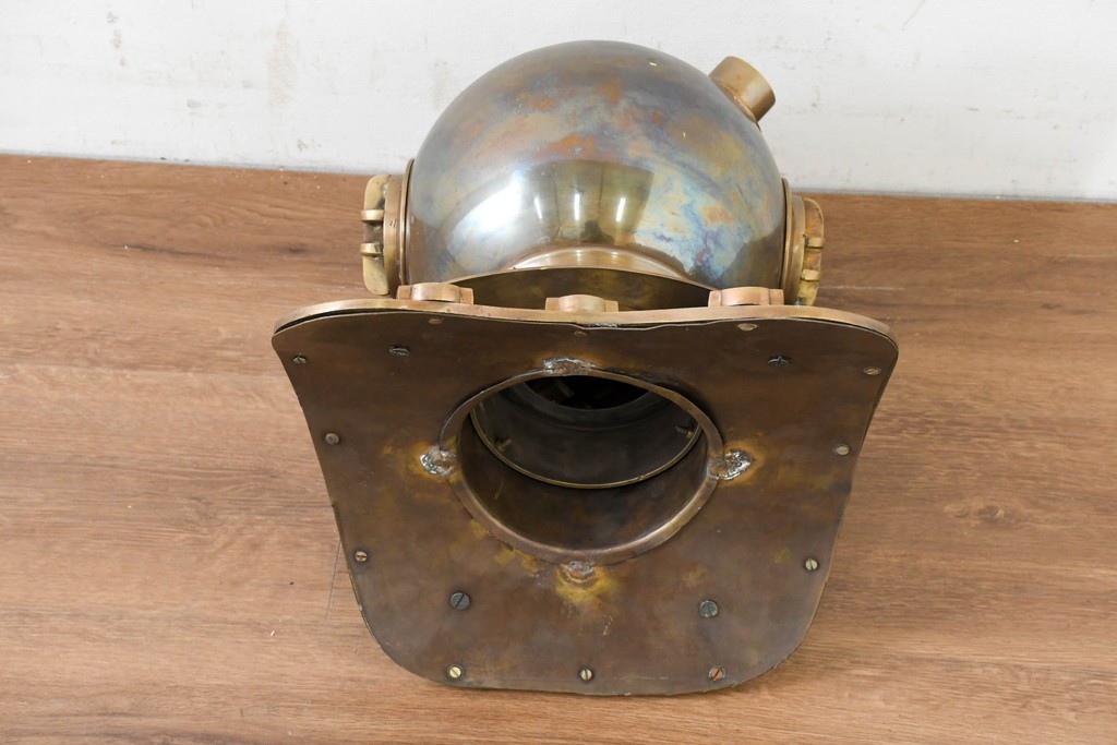 ヴィンテージ　1990年頃　真鍮　古い潜水ヘルメット型オブジェ　※ディスプレイ用　(R-089139)