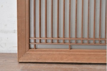 ヴィンテージ建具　昭和中期　片面ガラス　すっきりとした縦格子が上品な欄間1枚　(R-089158)