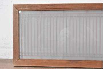 ヴィンテージ建具　昭和中期　片面ガラス　すっきりとした縦格子が上品な欄間1枚　(R-089158)