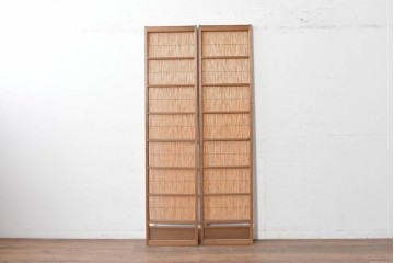 ヴィンテージ建具　昭和中期　幅狭　シンプルデザインの夏戸2枚セット　(R-089160)