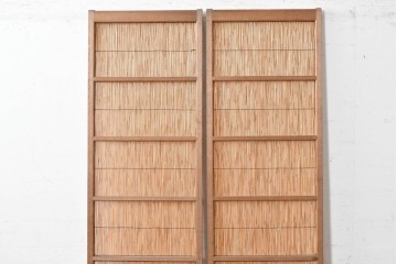 ヴィンテージ建具　昭和中期　幅狭　シンプルデザインの夏戸2枚セット　(R-089160)