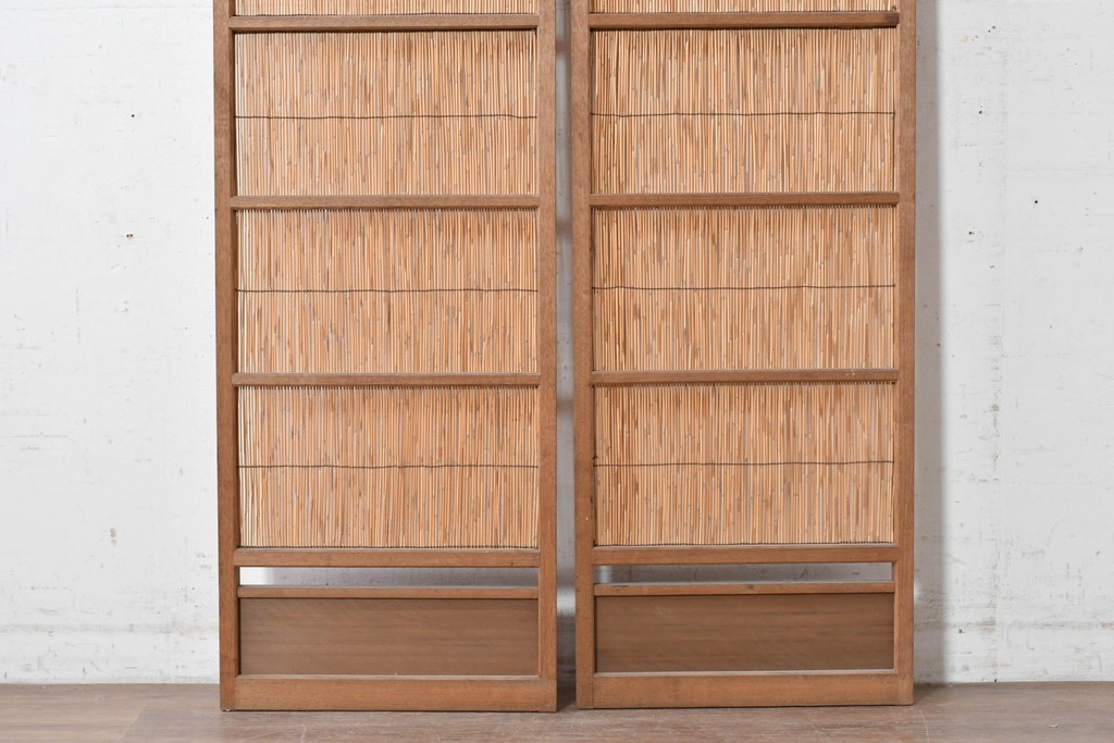 ヴィンテージ建具　昭和中期　幅狭　シンプルデザインの夏戸2枚セット　(R-089160)