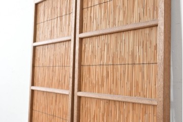 ヴィンテージ建具　昭和中期　幅狭　シンプルデザインの夏戸2枚セット　(R-089160)