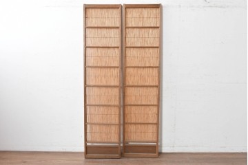 ヴィンテージ建具　昭和中期　幅狭　シンプルデザインの夏戸2枚セット　(R-089160)