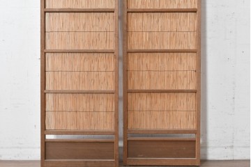 ヴィンテージ建具　昭和中期　幅狭　シンプルデザインの夏戸2枚セット　(R-089160)