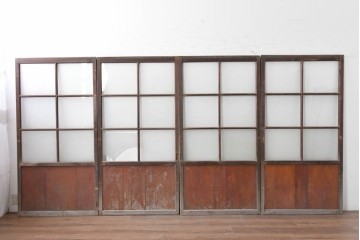 アンティーク建具　昭和初期から昭和中期　レトロなガラス戸4枚セット　(R-089162)