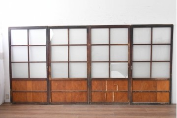 アンティーク建具　昭和初期から昭和中期　レトロなガラス戸4枚セット　(R-089162)