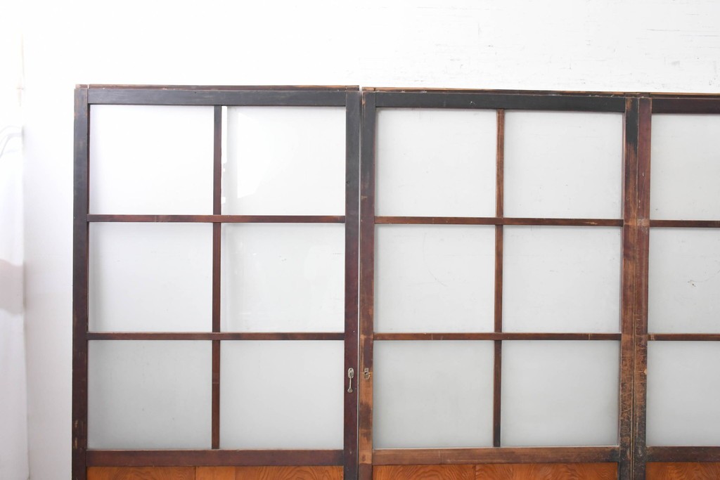 アンティーク建具　昭和初期から昭和中期　レトロなガラス戸4枚セット　(R-089162)