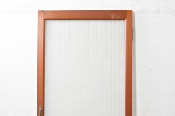 ヴィンテージ建具　昭和中期から昭和後期　銀モールガラスがレトロなドア1枚　(R-089163)