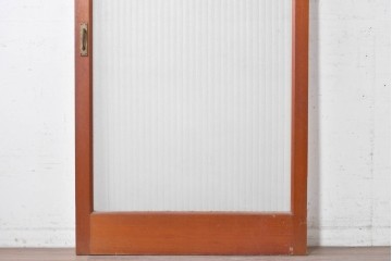 ヴィンテージ建具　昭和中期から昭和後期　銀モールガラスがレトロなドア1枚　(R-089163)