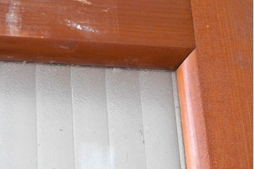 ヴィンテージ建具　昭和中期から昭和後期　銀モールガラスがレトロなドア1枚　(R-089163)
