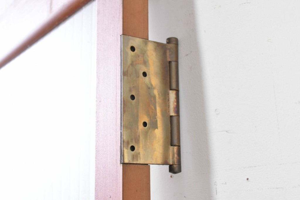 ヴィンテージ建具　昭和中期から昭和後期　銀モールガラスがレトロなドア1枚　(R-089163)