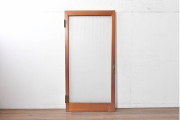 ヴィンテージ建具　昭和中期から昭和後期　銀モールガラスがレトロなドア1枚　(R-089163)