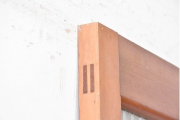 ヴィンテージ建具　昭和中期から昭和後期　銀モールガラスがレトロなドア1枚　(R-089163)