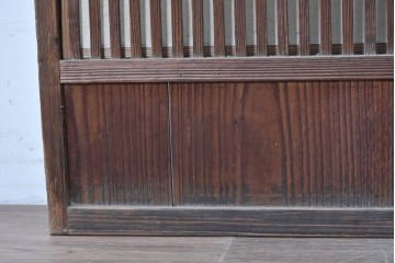 アンティーク建具　大正から昭和初期　裏障子付き　鮮やかな色ガラス入りの格子戸1枚　(R-089164)