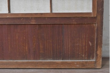 アンティーク建具　大正から昭和初期　裏障子付き　鮮やかな色ガラス入りの格子戸1枚　(R-089164)