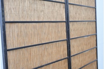 アンティーク建具　昭和初期から昭和中期　魚と竹の意匠が涼やかな夏戸2枚セット　(R-089165)