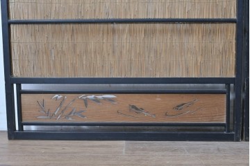 アンティーク建具　昭和初期から昭和中期　魚と竹の意匠が涼やかな夏戸2枚セット　(R-089165)