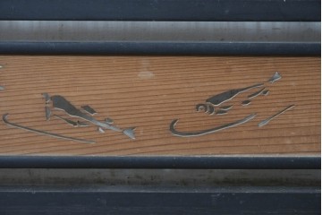 アンティーク建具　昭和初期から昭和中期　魚と竹の意匠が涼やかな夏戸2枚セット　(R-089165)