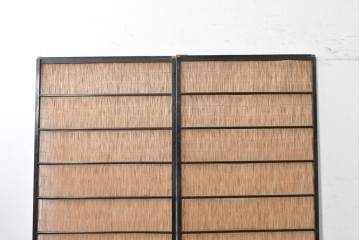 アンティーク建具　昭和初期から昭和中期　魚と竹の意匠が涼やかな夏戸2枚セット　(R-089165)