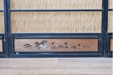 アンティーク建具　昭和初期から昭和中期　波千鳥の意匠が愛らしい夏戸4枚セット　(R-089166)
