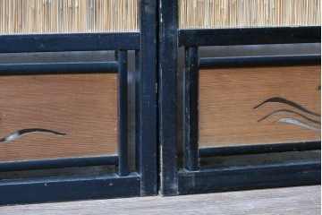 アンティーク建具　昭和初期から昭和中期　波千鳥の意匠が愛らしい夏戸4枚セット　(R-089166)