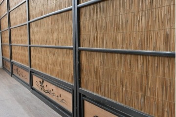 アンティーク建具　昭和初期から昭和中期　波千鳥の意匠が愛らしい夏戸4枚セット　(R-089166)