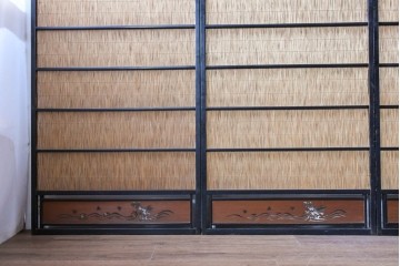 アンティーク建具　昭和初期から昭和中期　波千鳥の意匠が愛らしい夏戸4枚セット　(R-089166)
