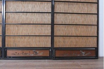 アンティーク建具　昭和初期から昭和中期　波千鳥の意匠が愛らしい夏戸4枚セット　(R-089166)